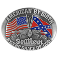 American By Birth Enameled Belt Buckle